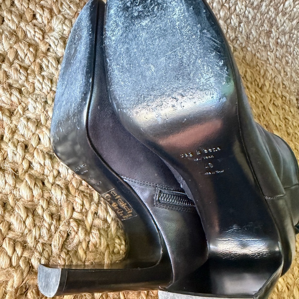 Rag & bone aja boots Black Leather Women’s Ankle Boots Classic Zip Style sz10(40 - Picture 5 of 7
